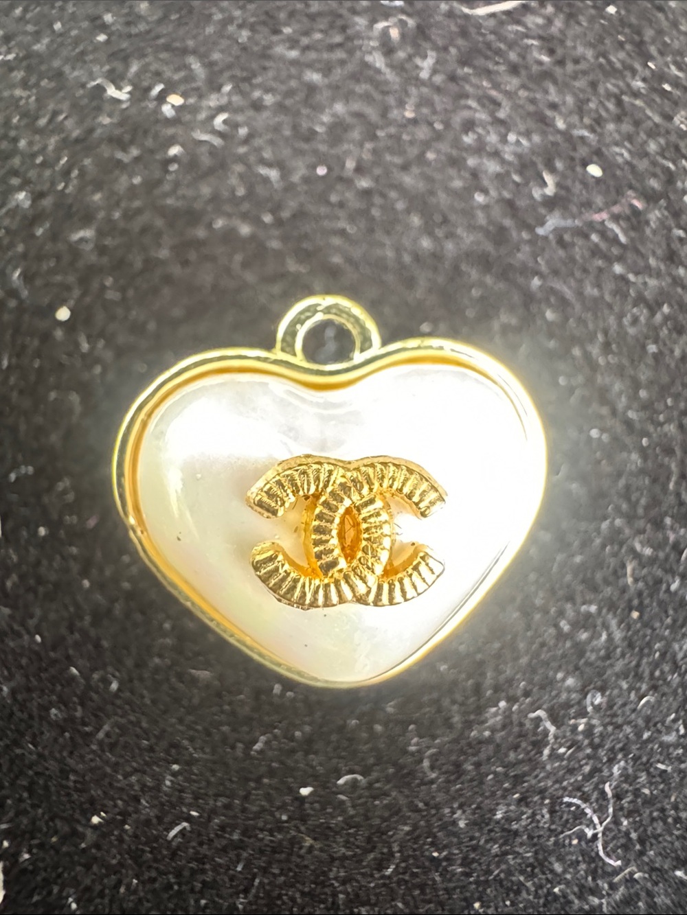 Pendant Pearl White Heart Charm with Gold tone
